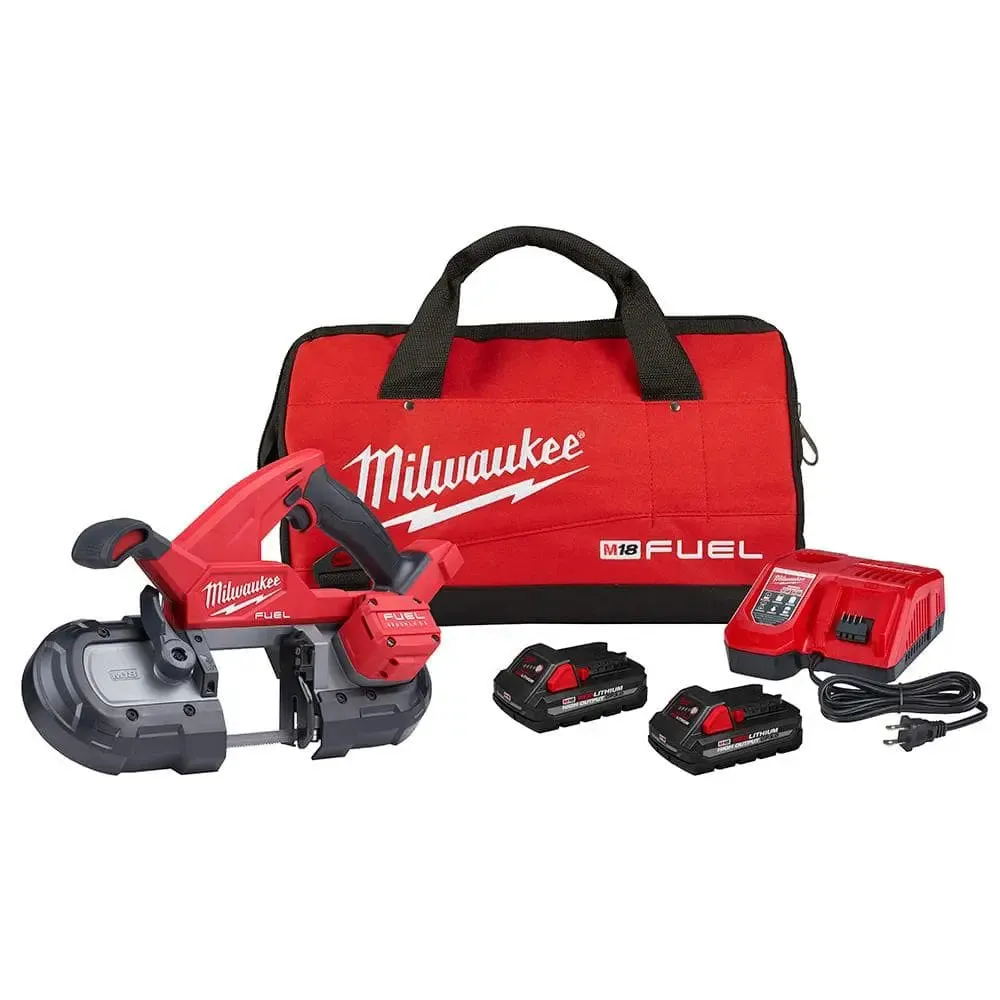 Open Box -  Milwaukee 18V Li-Ion Cordless Band Saw Kit with (2) 3.0 Ah Batteries  Charger  and Hard Case 2829-22