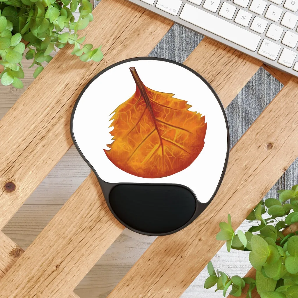 Orange Leaf Mouse Pad With Wrist Rest