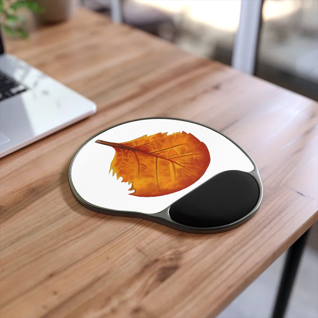 Orange Leaf Mouse Pad With Wrist Rest