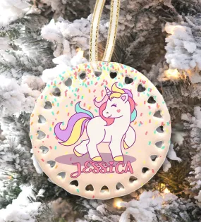 Personalized Unicorn Christmas Ornament Customized with Name Christmas Gifts Kids Girls Christmas Tree Decor Cute Unicorn Party Gift Idea