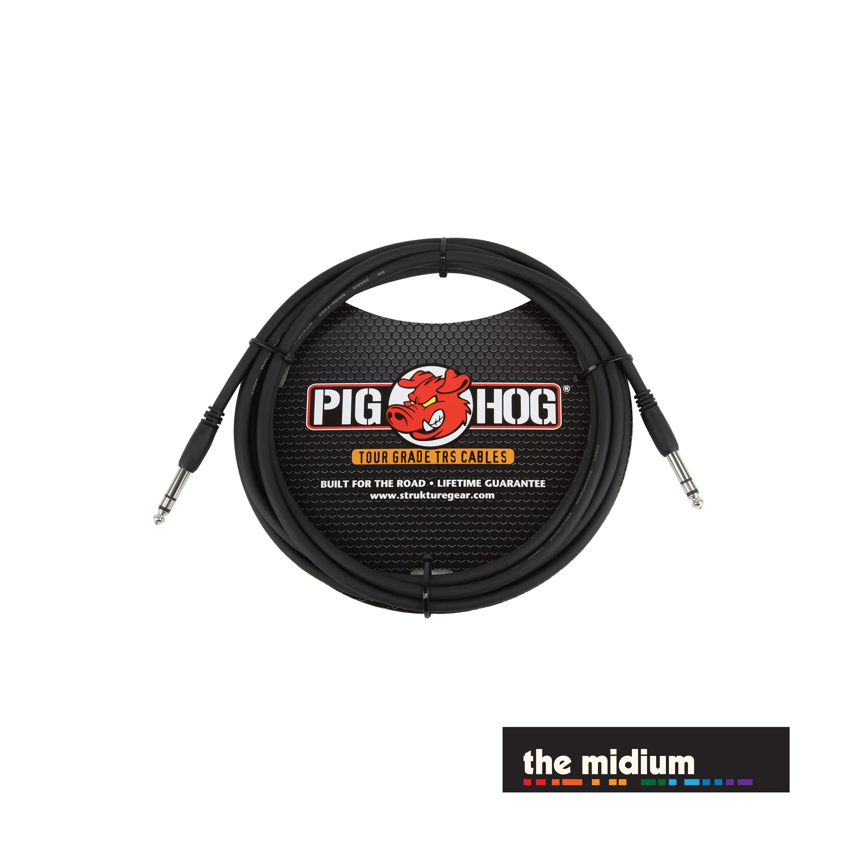 Pig Hog PTRS10 1/4" TRS Straight Instrument Cable - 10' Black (10 ft.)