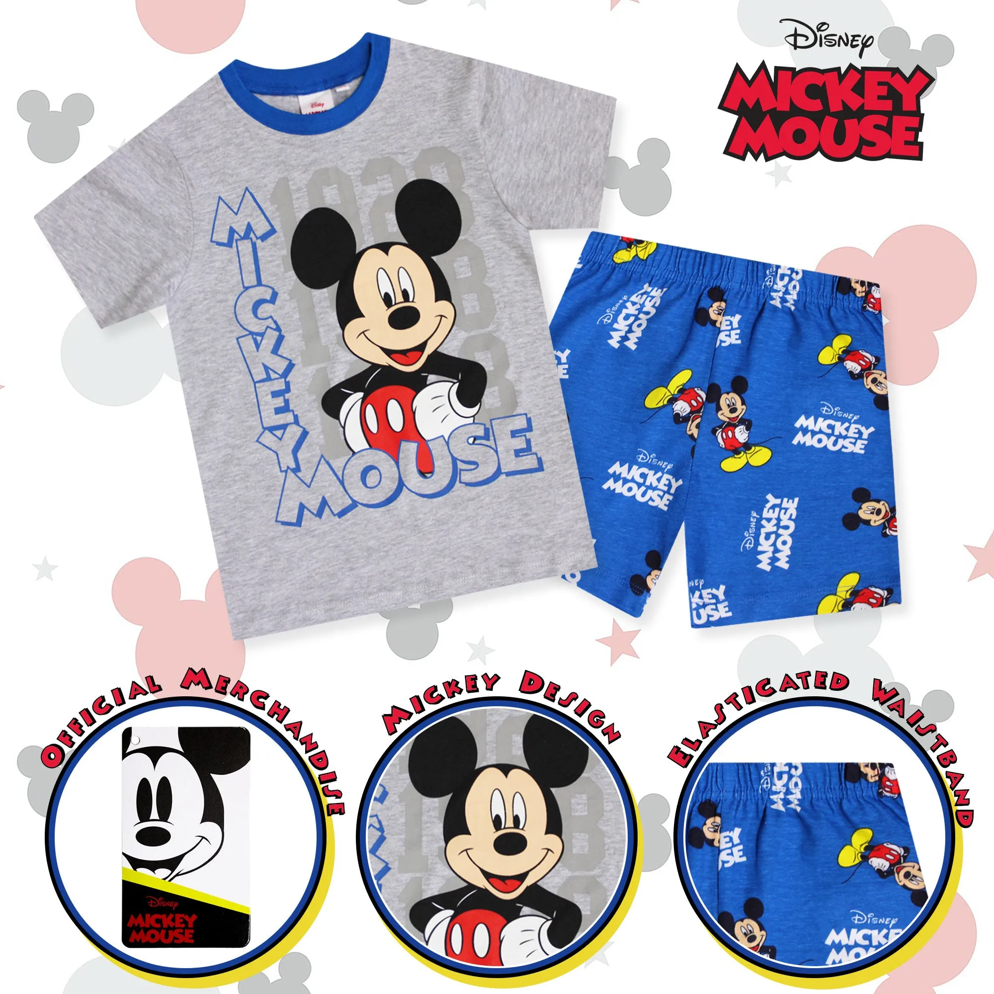 Pigiama bambino Disney Mickey Mouse maglia e pantalone corto estivo cotone 6580