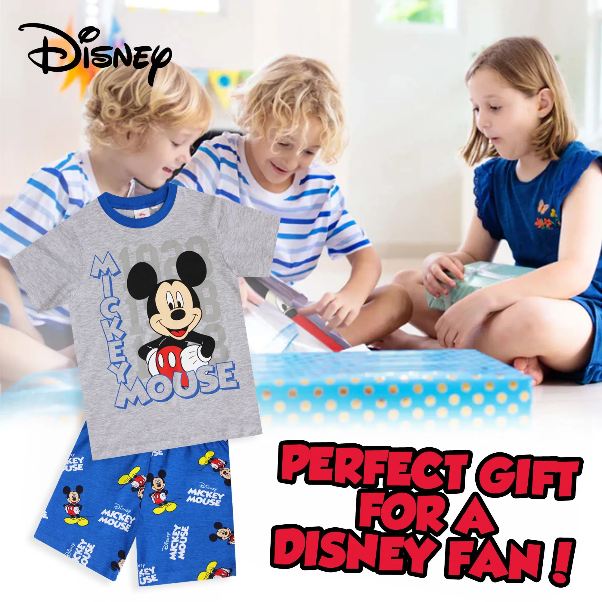 Pigiama bambino Disney Mickey Mouse maglia e pantalone corto estivo cotone 6580