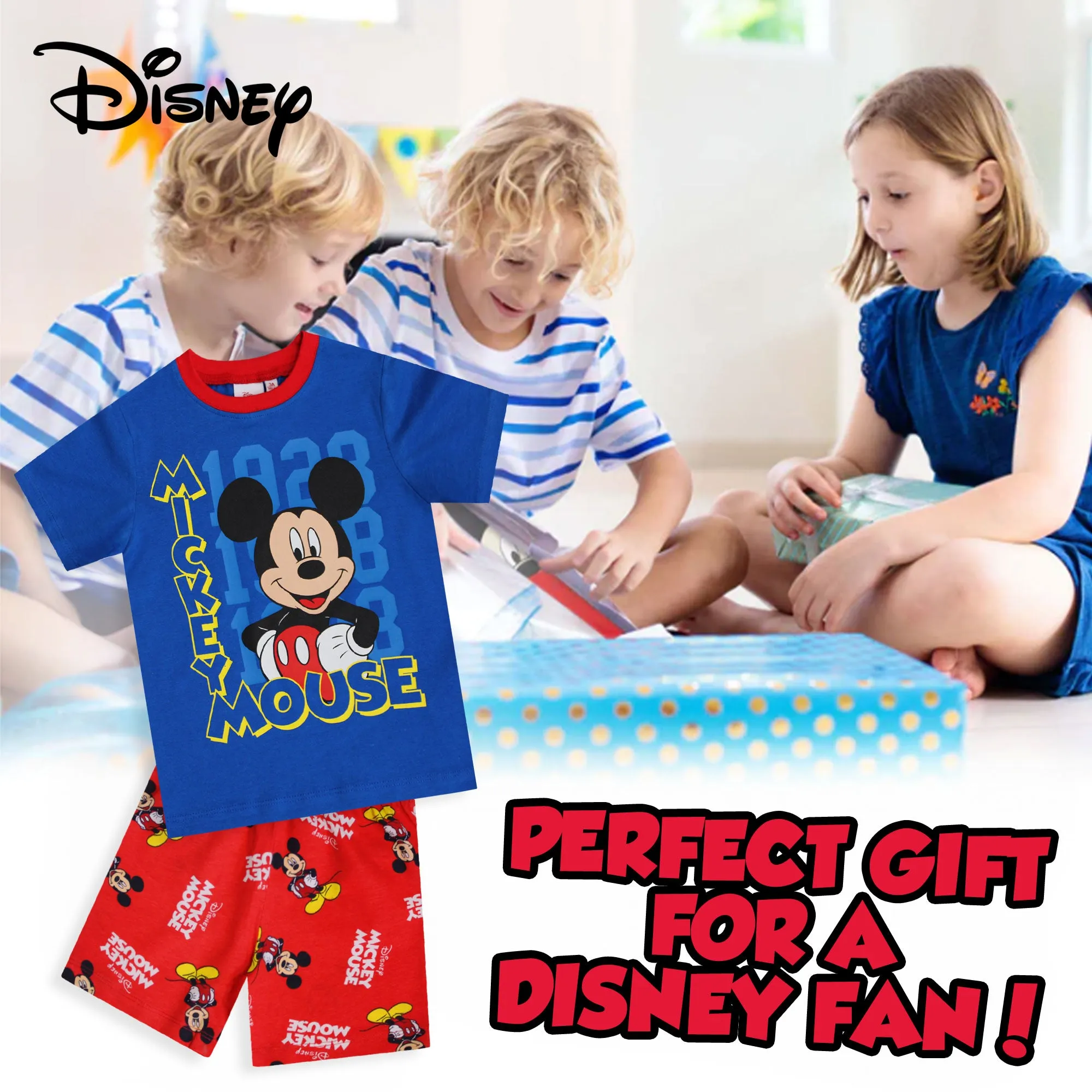 Pigiama bambino Disney Mickey Mouse maglia e pantalone corto estivo cotone 6580