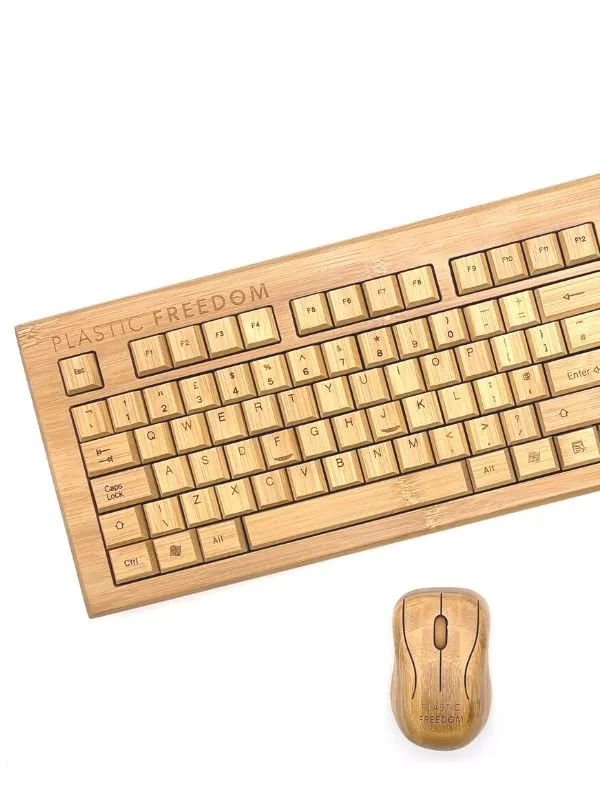 Plastic Freedom Bamboo Keyboard & Mouse Set