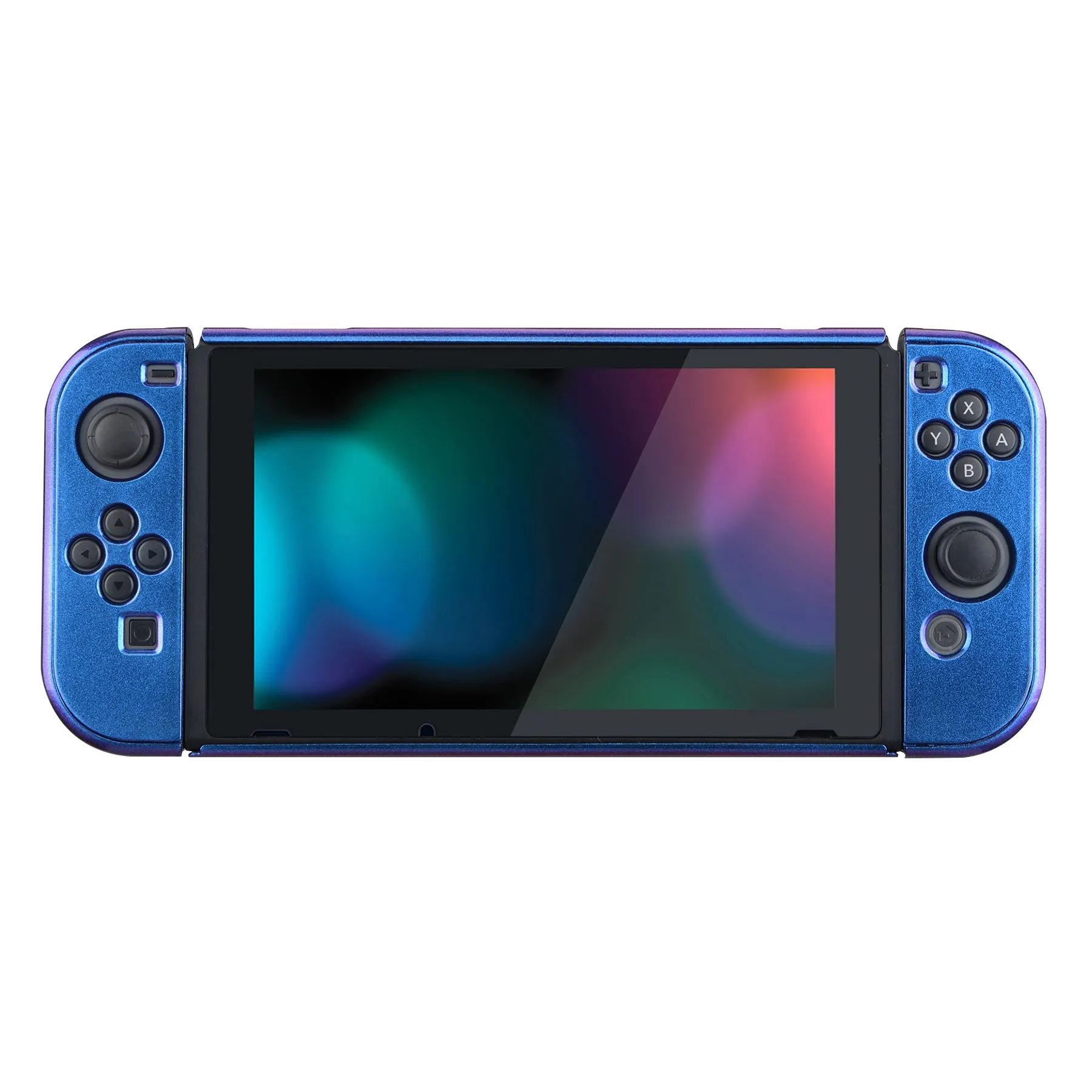 PlayVital Chameleon Purple Blue Glossy Back Cover for NS Switch Console, NS Joycon Handheld Controller Separable Protector Hard Shell, Customized Dockable Protective Case for NS Switch - NTP303