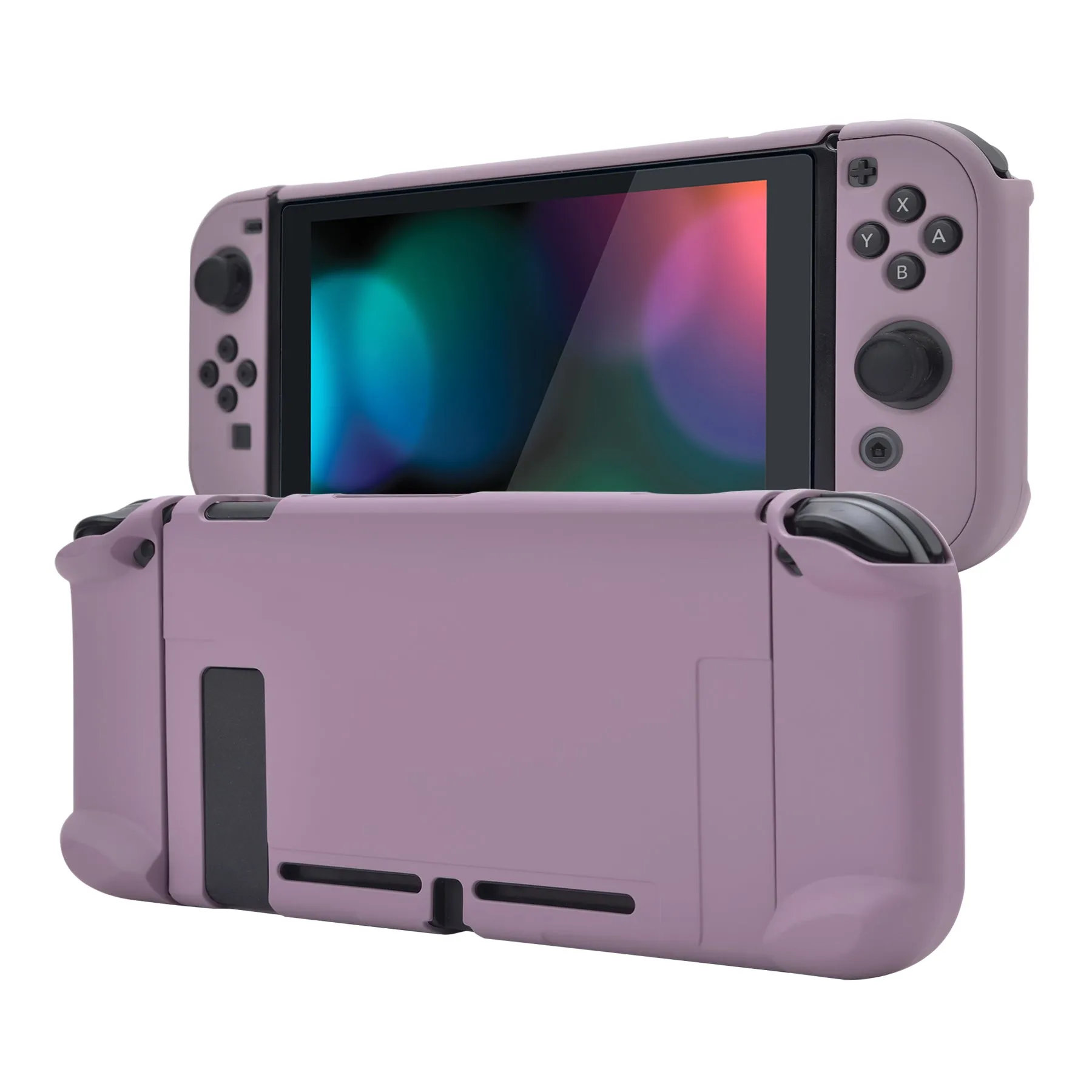 PlayVital Dark Grayish Violet Back Cover for Nintendo Switch Console, NS Joycon Handheld Controller Separable Protector Hard Shell, Soft Touch Customized Dockable Protective Case for Nintendo Switch - NTP328