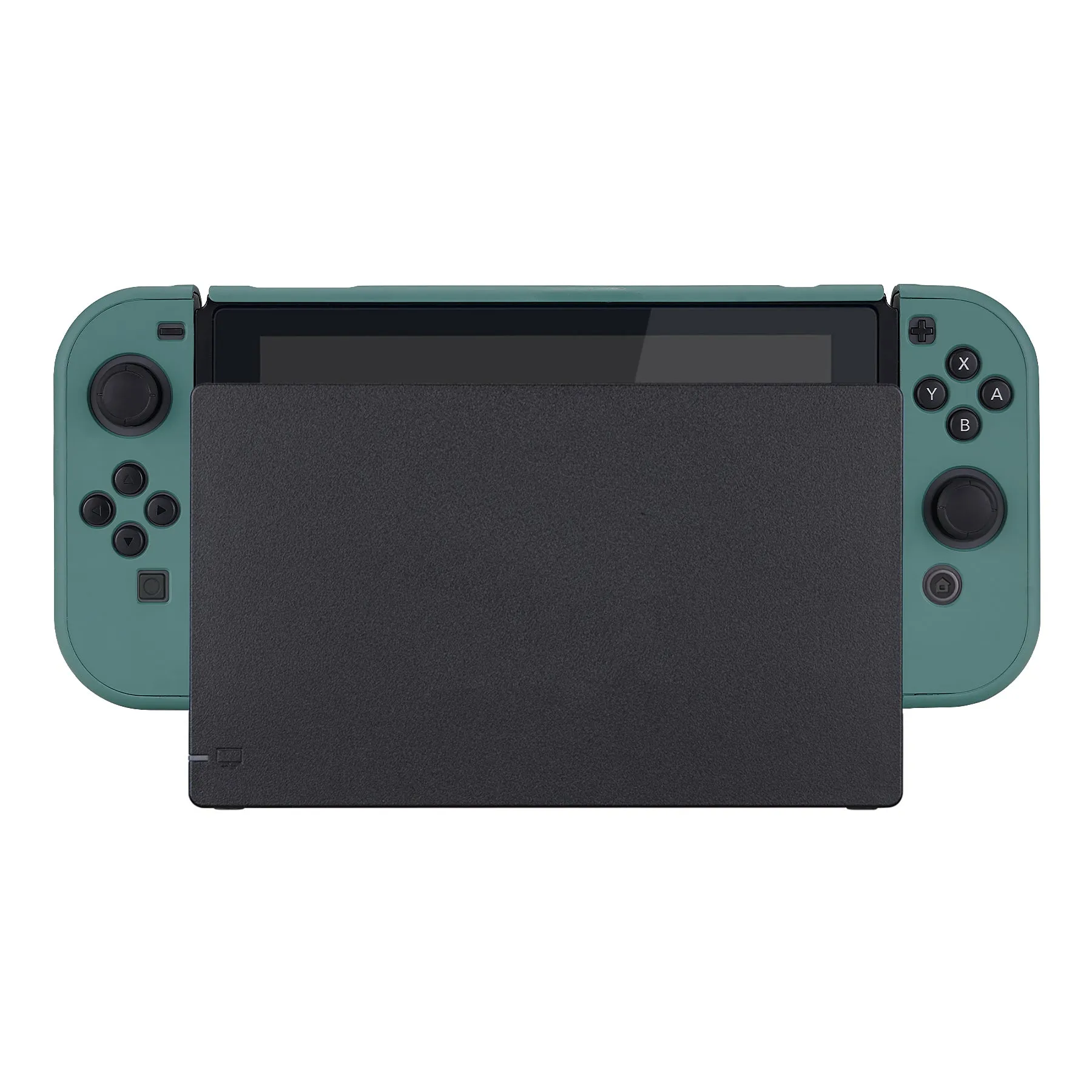 PlayVital Hunter Green Back Cover for NS Switch Console, NS Joycon Handheld Controller Separable Protector Hard Shell, Soft Touch Customized Dockable Protective Case for NS Switch - NTP342