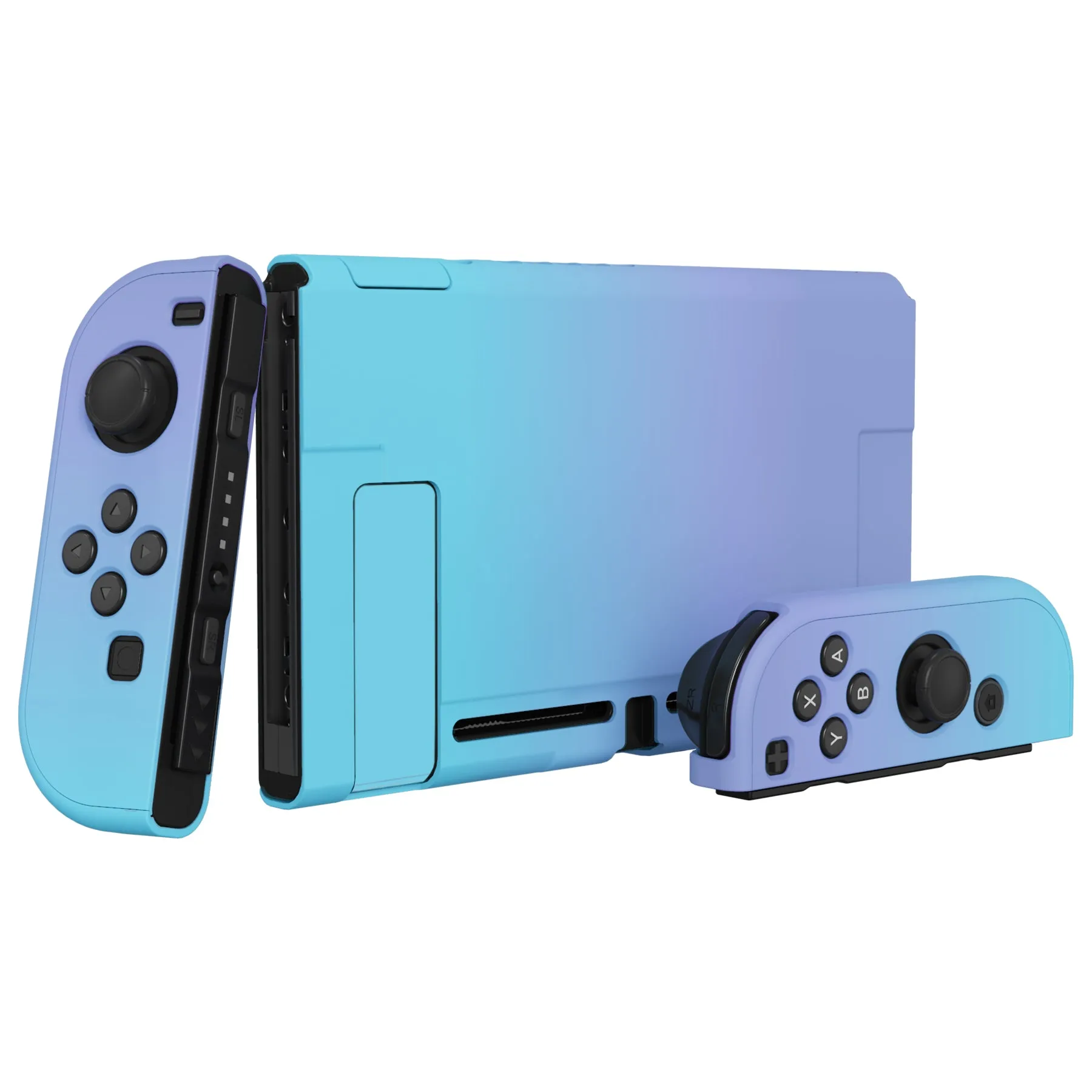 PlayVital UPGRADED Dockable Case Grip Cover for NS Switch, Ergonomic Protective Case for NS Switch, Separable Protector Hard Shell for Joycon - Gradient Violet Blue - ANSP3004