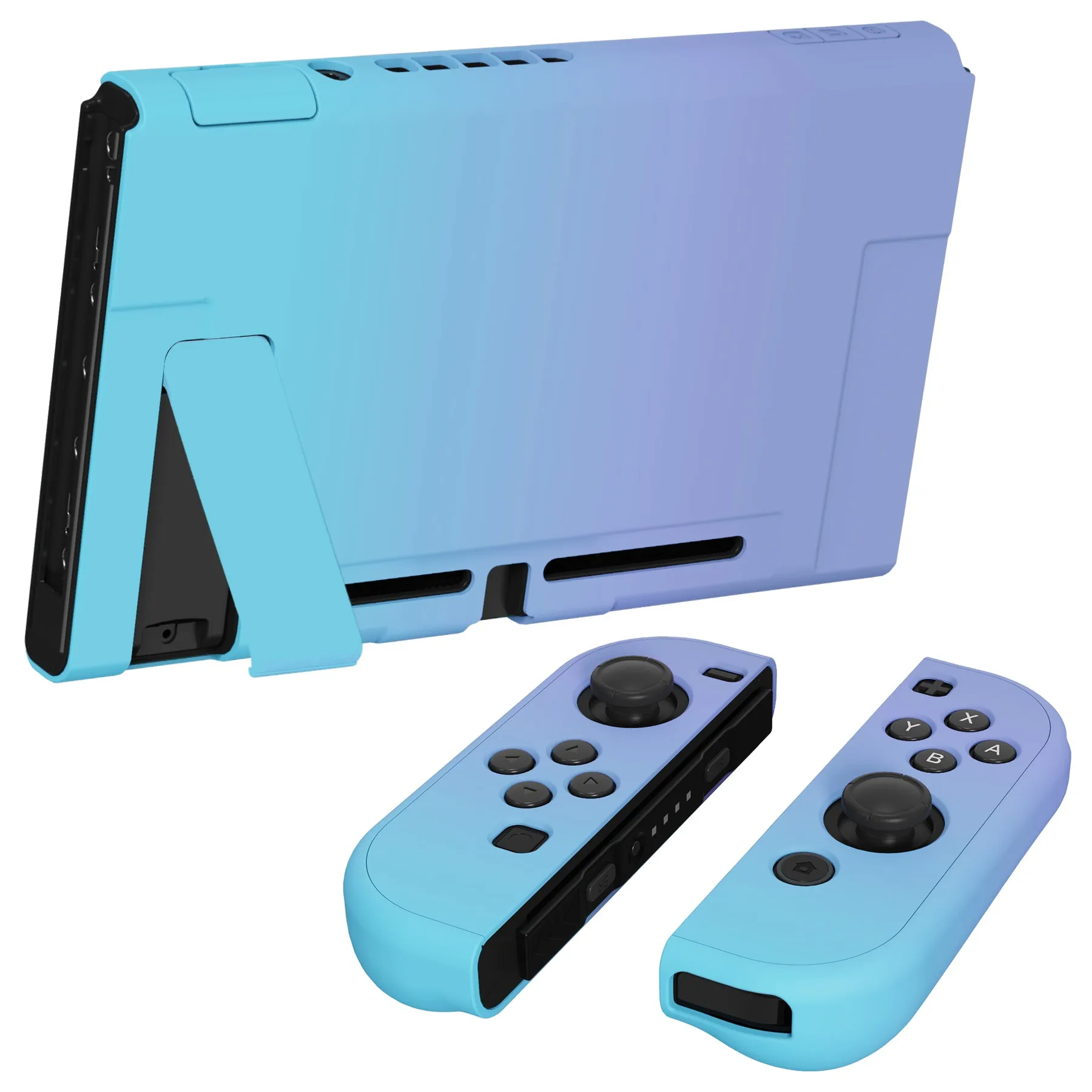 PlayVital UPGRADED Dockable Case Grip Cover for NS Switch, Ergonomic Protective Case for NS Switch, Separable Protector Hard Shell for Joycon - Gradient Violet Blue - ANSP3004