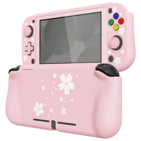 PlayVital ZealProtect Protective Case for Nintendo Switch Lite, Hard Shell Ergonomic Grip Cover for Switch Lite with Screen Protector & Thumb Grip Caps & Button Caps - Cherry Blossoms Petals - PSLYY7004