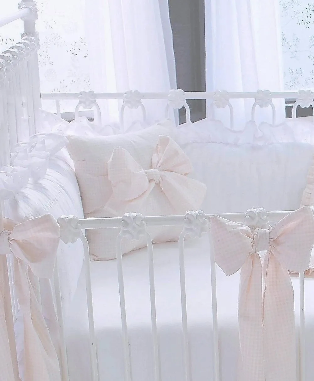 Powder Pink 4 Piece Gingham Crib Bedding Set