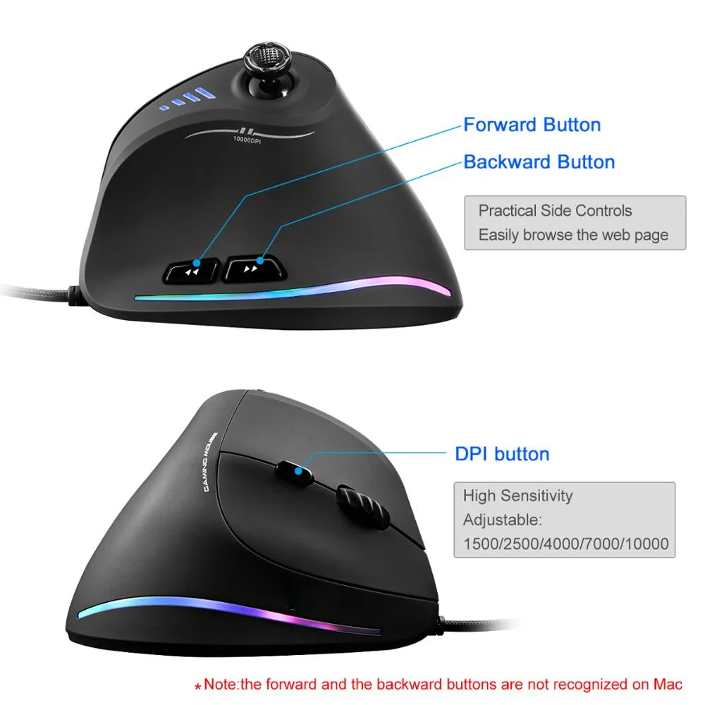 Programmable Ergonomic RGB Game Master Mouse