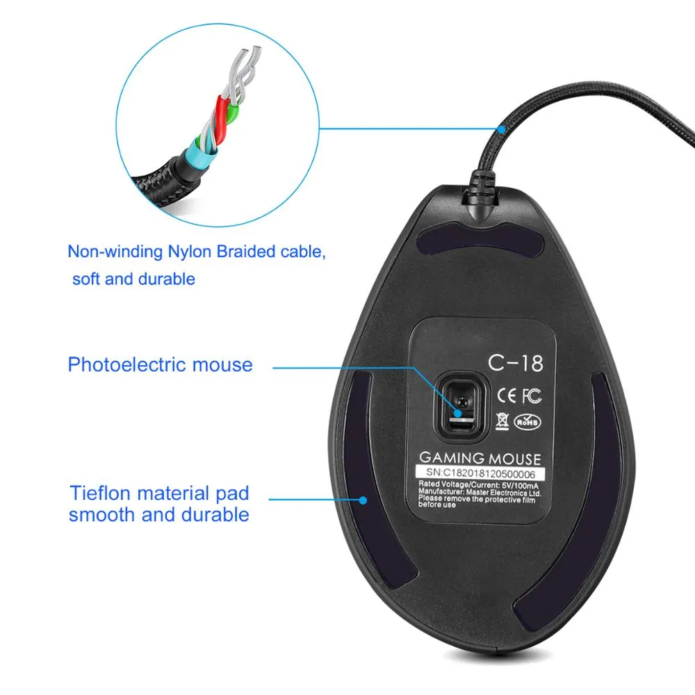 Programmable Ergonomic RGB Game Master Mouse