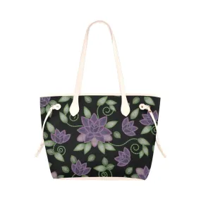 Purple Beaded Rose Clover Canvas Tote Bag