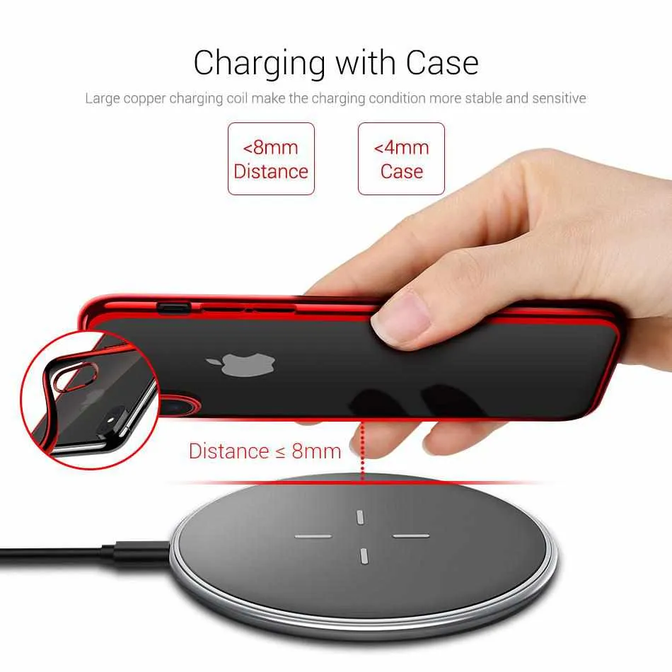 Qi Wireless Charger, 10W Fast Charger Alloy Base Low Temperature