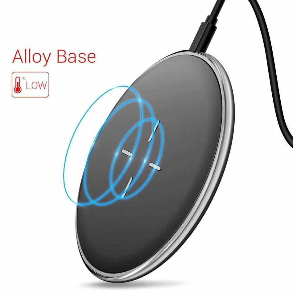 Qi Wireless Charger, 10W Fast Charger Alloy Base Low Temperature