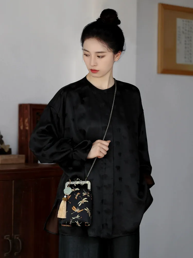 Qing Ting 蜻蜓 Dragonfly Jade Brocade Phone Purse