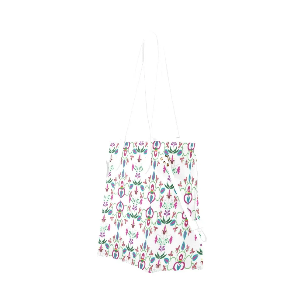 Quilled Divine White Clover Canvas Tote Bag