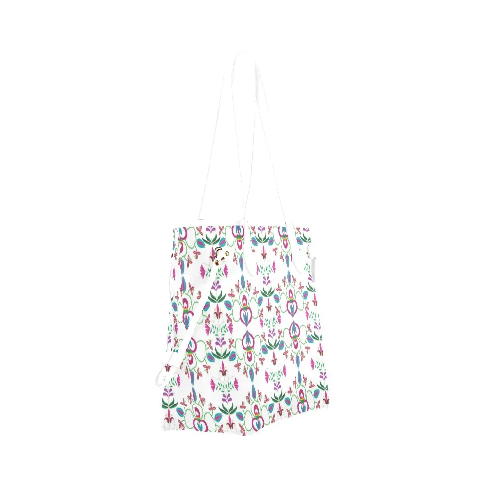 Quilled Divine White Clover Canvas Tote Bag