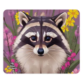 Raccoon and Flowers, Computer Mouse Pad - for Home or Office