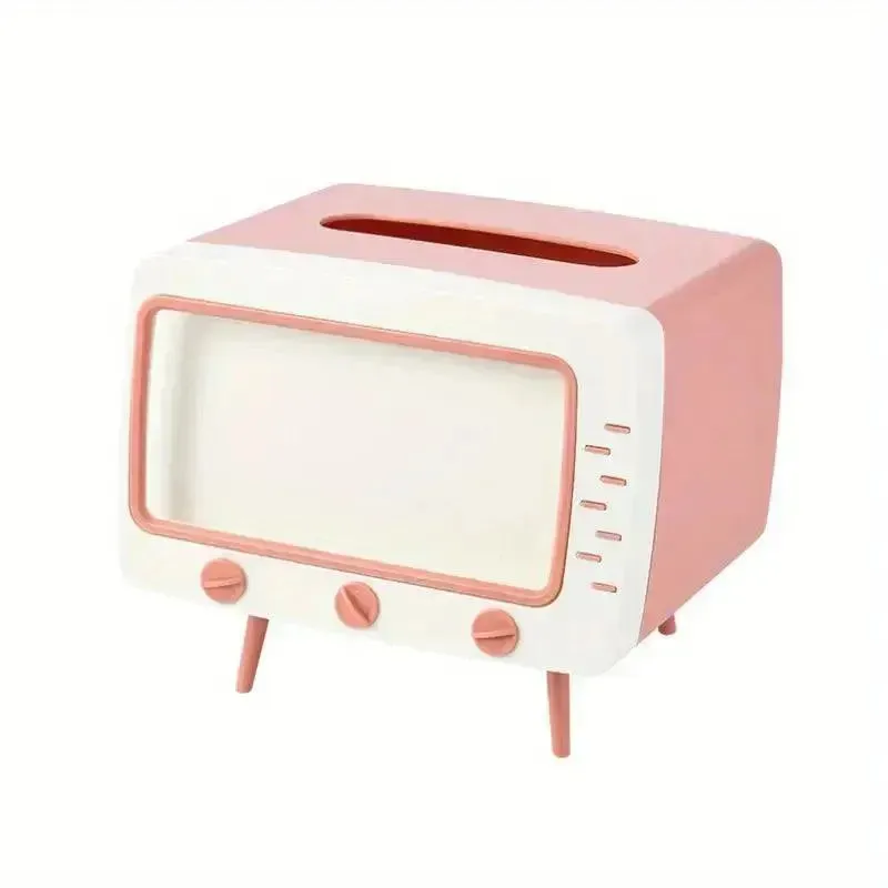 Retro TV-Inspired Tissue Box & Mobile Phone Dock