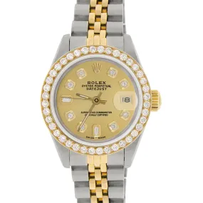 Rolex Datejust 2-Tone 26mm Diamond Bezel/Champagne Gold Dial Jubilee Watch TFJ-142508155