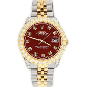 Rolex Datejust 31mm 2-Tone Watch 4.4ct Diamond Imperial Red Dial/Bezel/Case/Lugs TFJ-142508086