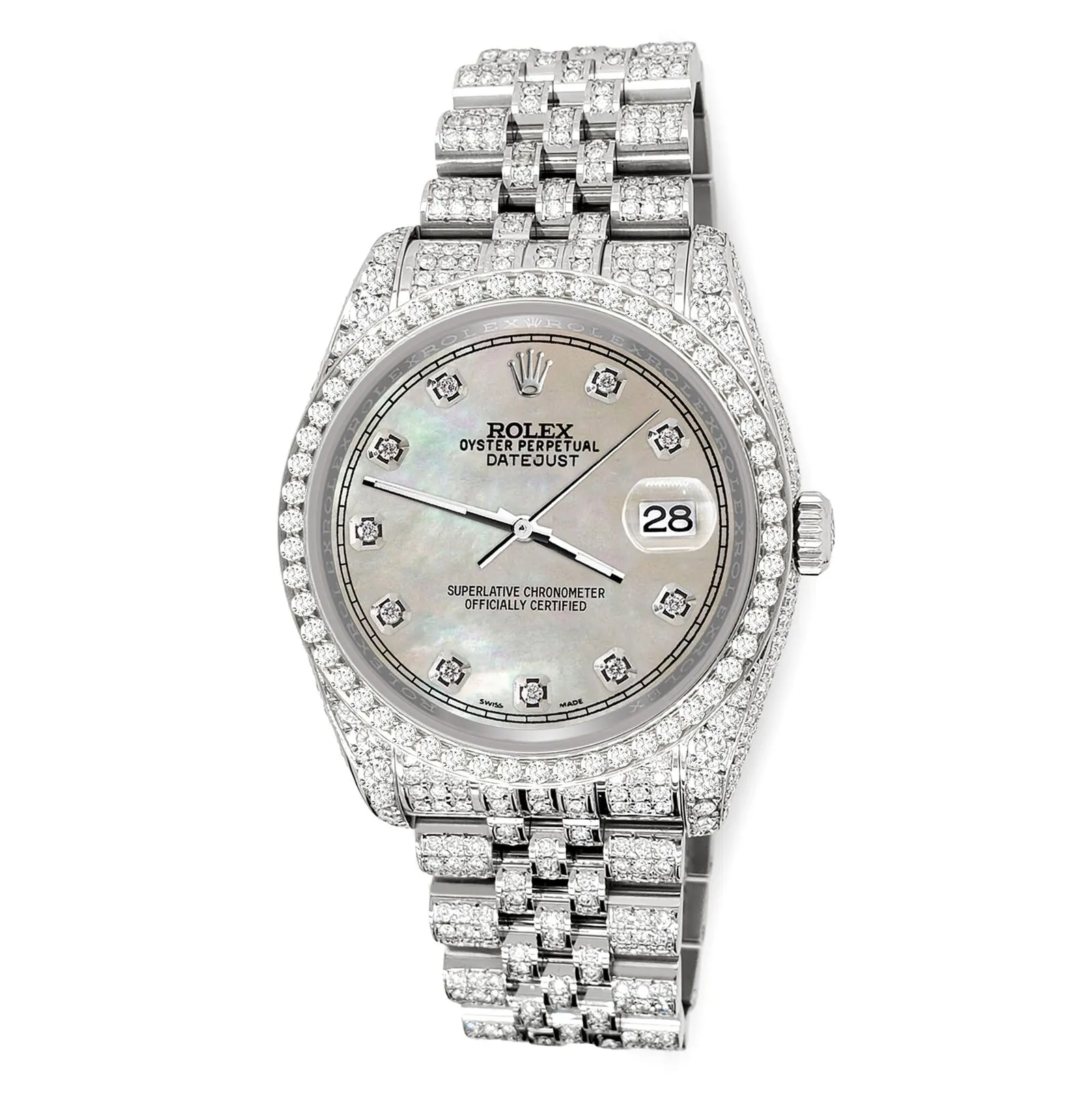 Rolex Datejust 36mm 10.2ct Diamond Champagne MOP Jubilee Watch  TFJ-142508393