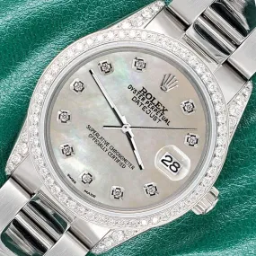 Rolex Datejust 36mm 1.95CT Diamond Bezel/Lugs/Champagne MOP Steel Oyster Watch TFJ-142507870