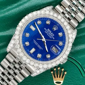 Rolex Datejust  36mm 4CT Diamond Bezel/Lugs/Royal Blue MOP 6 9 Baguette TFJ-142508632