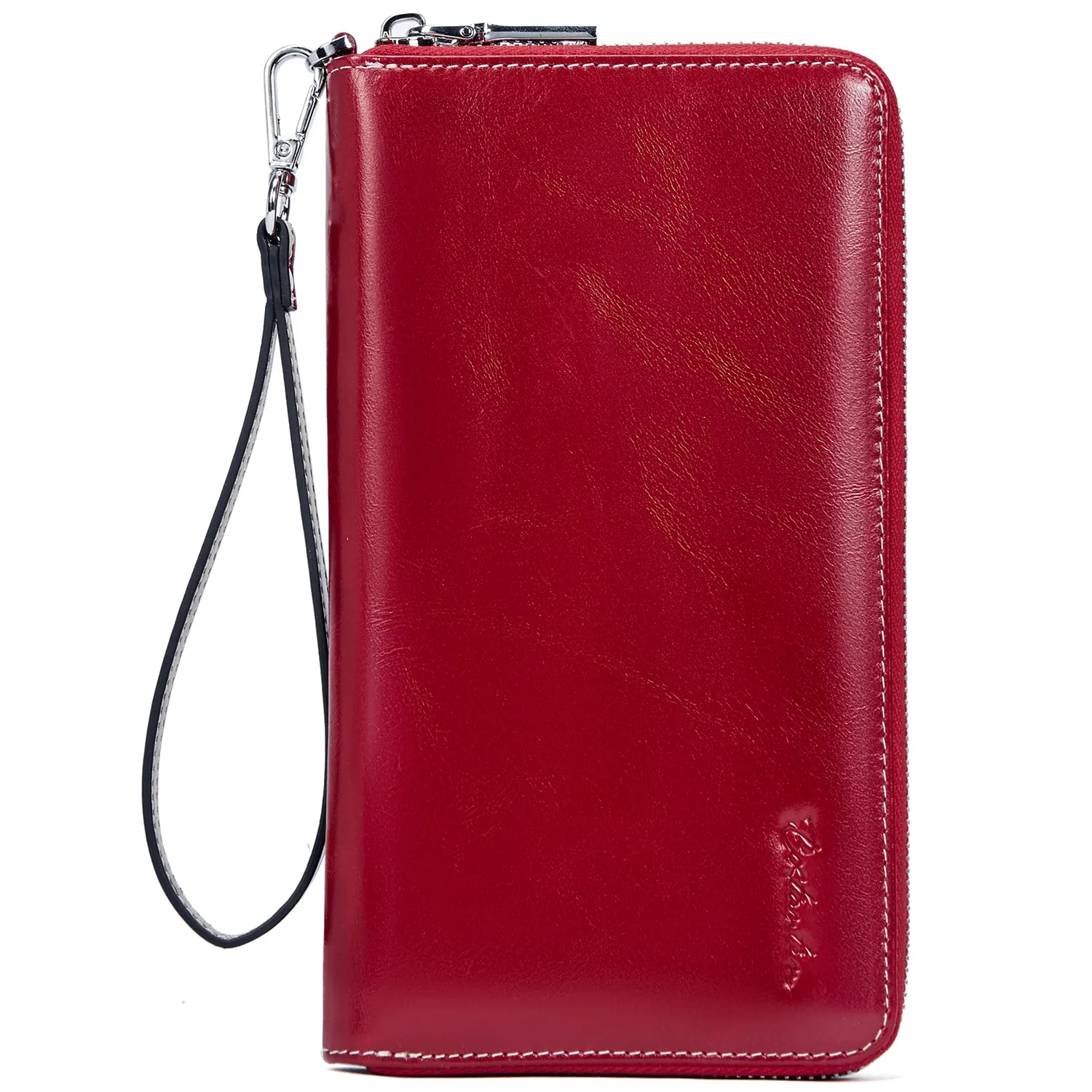 Rozenn Zipper Wallet Phone Clutch With Wristlet Strap - Red