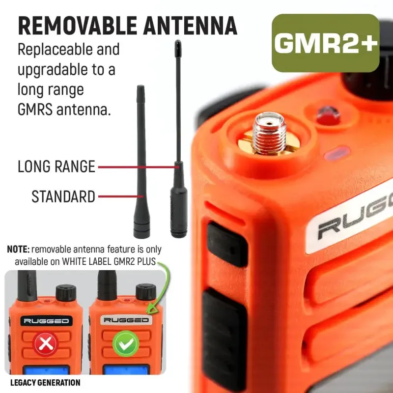 Rugged Radios GMR2 PLUS GMRS and FRS Two Way Handheld Radio - Safety Orange - 2 Pack