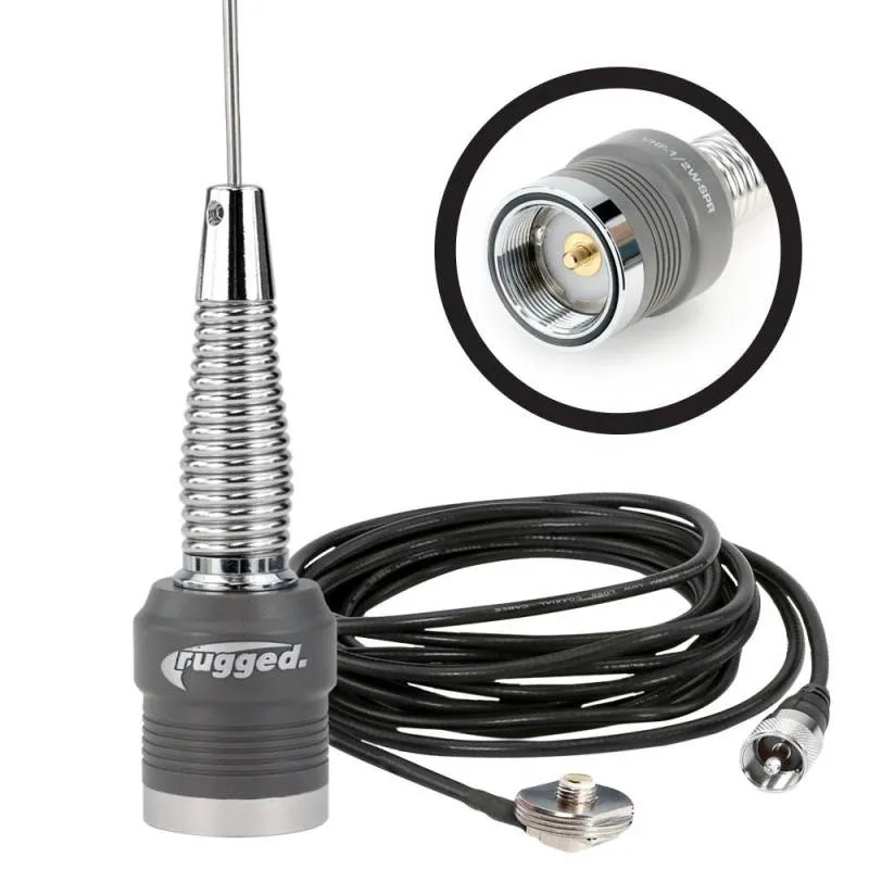 Rugged Radios VHF Antenna Kit with 1/2 Wave No Ground Plane (NGP) Antenna & NMO Mount