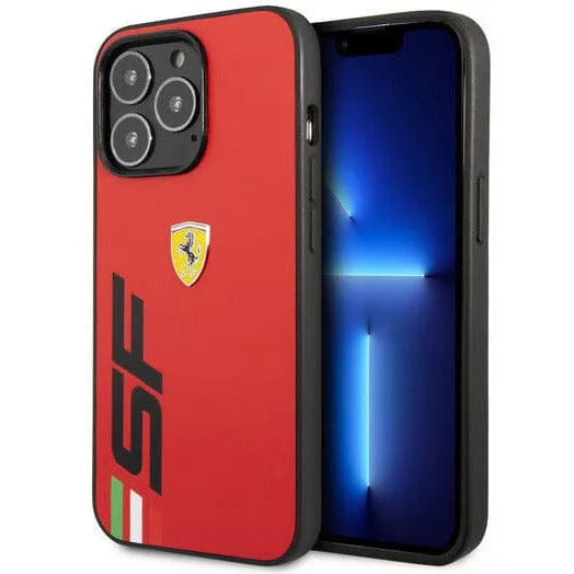 Scuderia Ferrari LEATHER BLACK CASE PRINTED BIG SF LOGO - iPhone 14