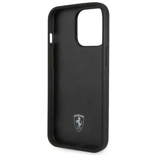 Scuderia Ferrari LEATHER BLACK CASE PRINTED BIG SF LOGO - iPhone 14