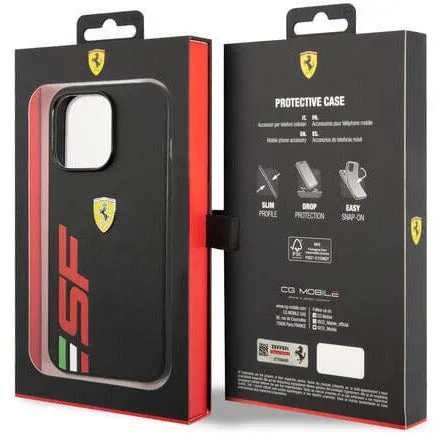 Scuderia Ferrari LEATHER BLACK CASE PRINTED BIG SF LOGO - iPhone 14