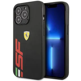 Scuderia Ferrari LEATHER BLACK CASE PRINTED BIG SF LOGO - iPhone 14