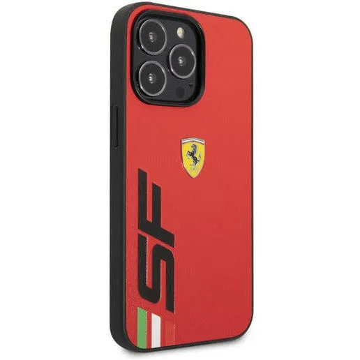 Scuderia Ferrari LEATHER BLACK CASE PRINTED BIG SF LOGO - iPhone 14