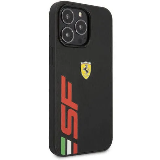 Scuderia Ferrari LEATHER BLACK CASE PRINTED BIG SF LOGO - iPhone 14