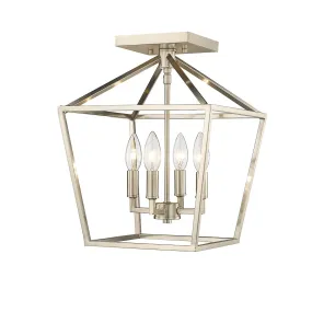 Semi-Flush Mount Fixture - Modern Gold - 12in. Diameter - E12 Candelabra Base