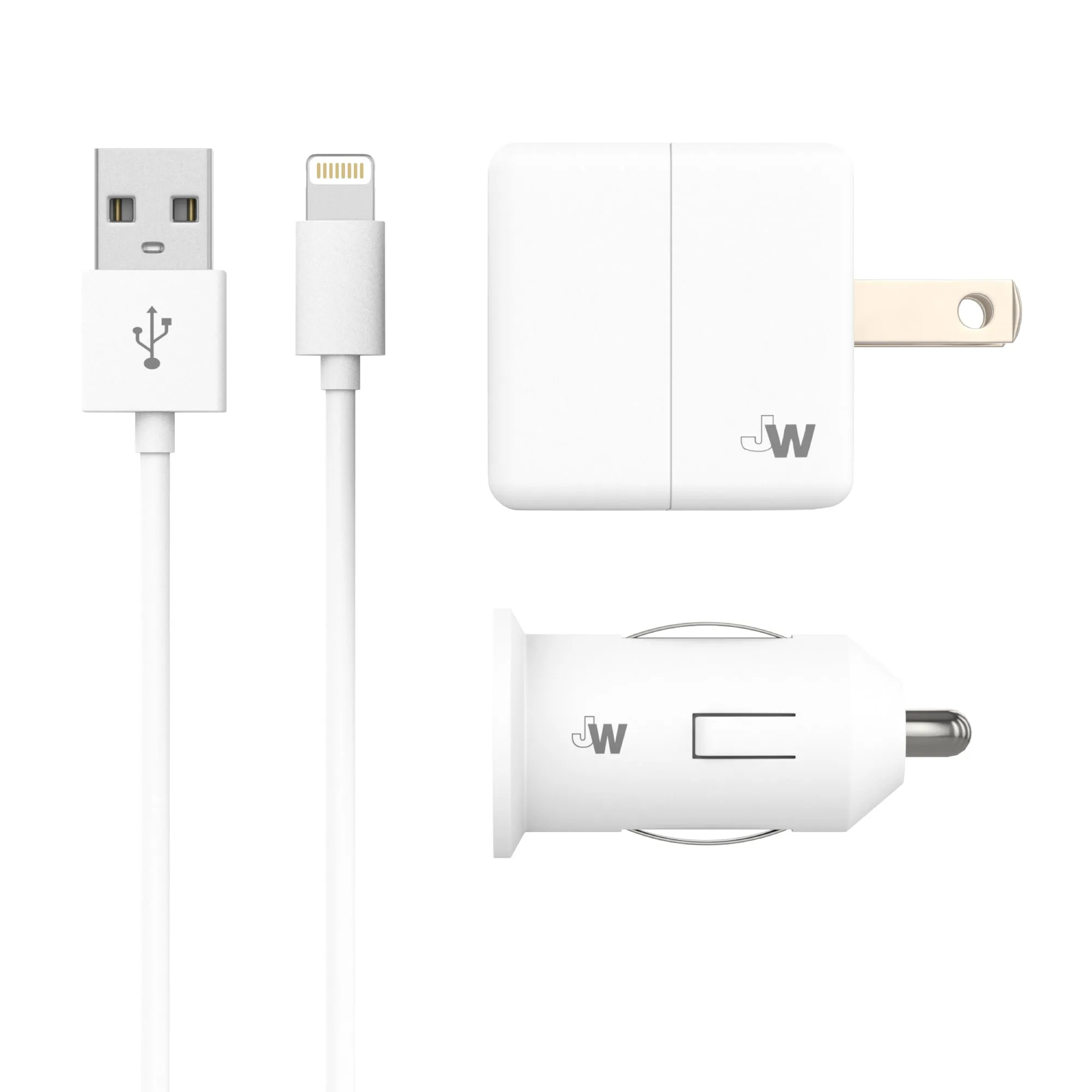 Single USB Car & Wall Charger with 5ft Apple Lightning Cable