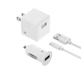 Single USB Car & Wall Charger with 5ft Apple Lightning Cable