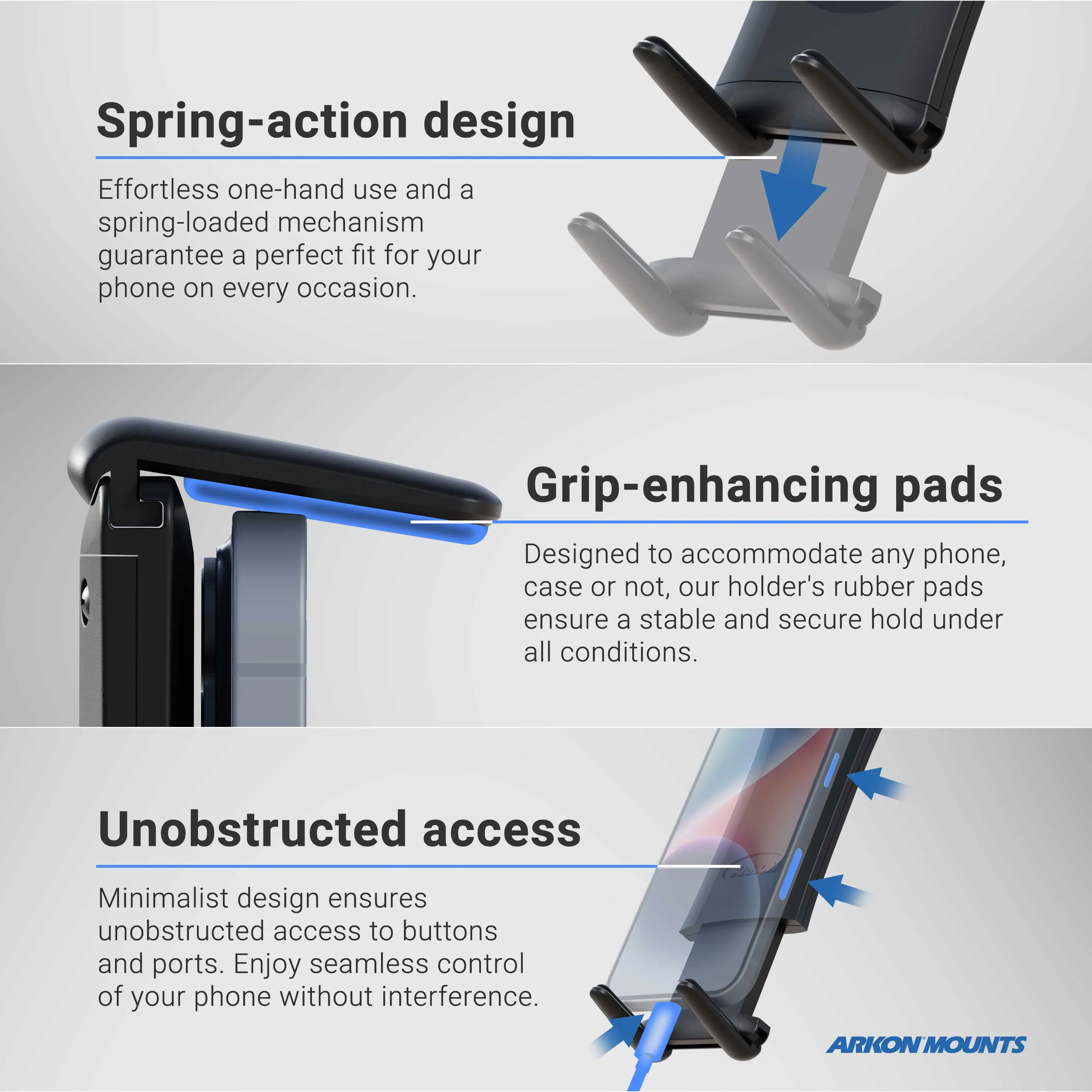 Slim-Grip® Ultra Phone and Midsize Tablet Holder with Multi-Angle headrest Mount