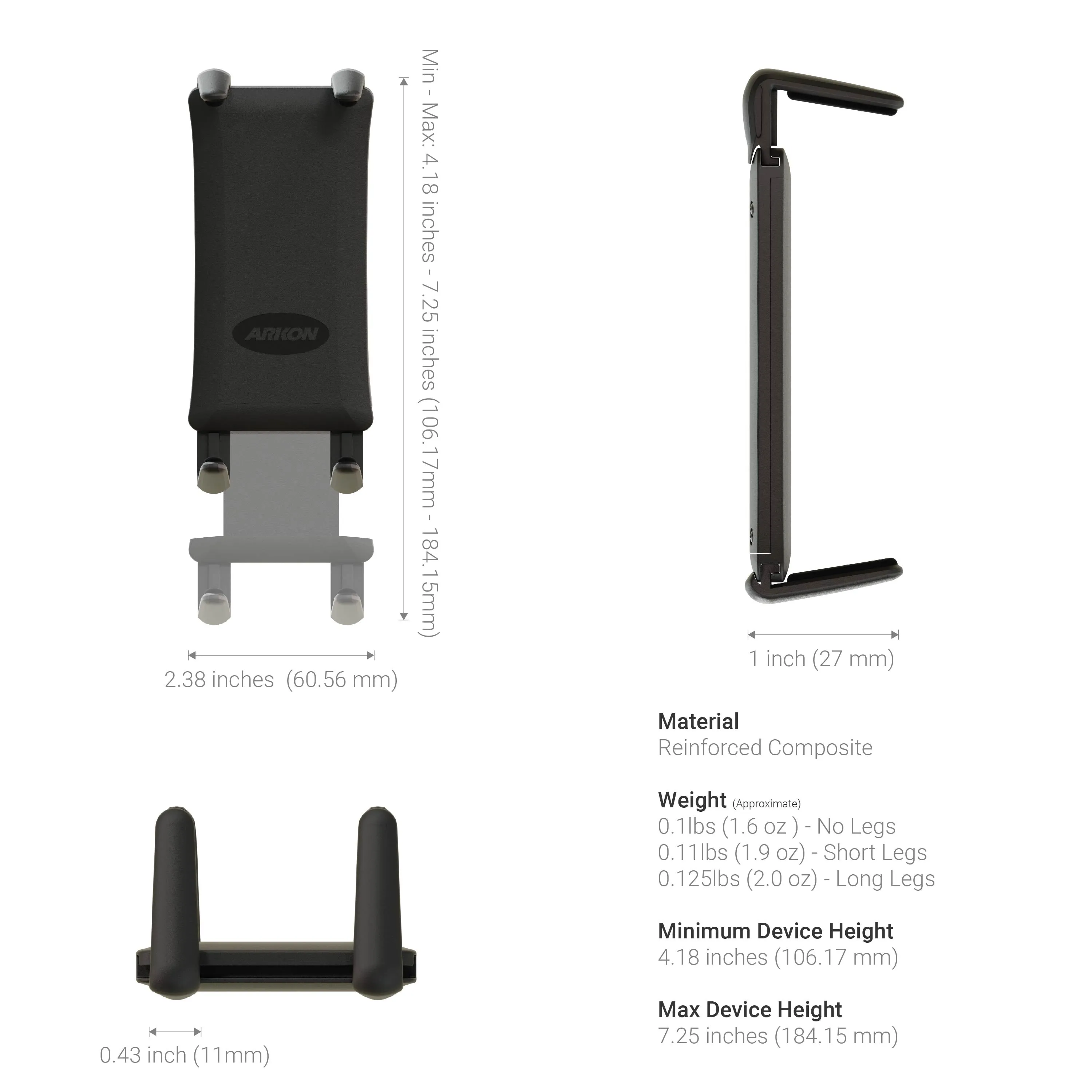 Slim-Grip® Ultra Phone and Midsize Tablet Holder with Multi-Angle headrest Mount