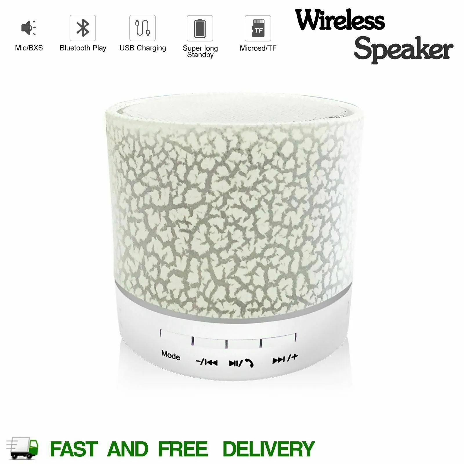 SMAXLUMINOUS™ Light Up Mini Portable Bluetooth Speaker LOUD Stereo Bass USB/UTF/AUX   Mic