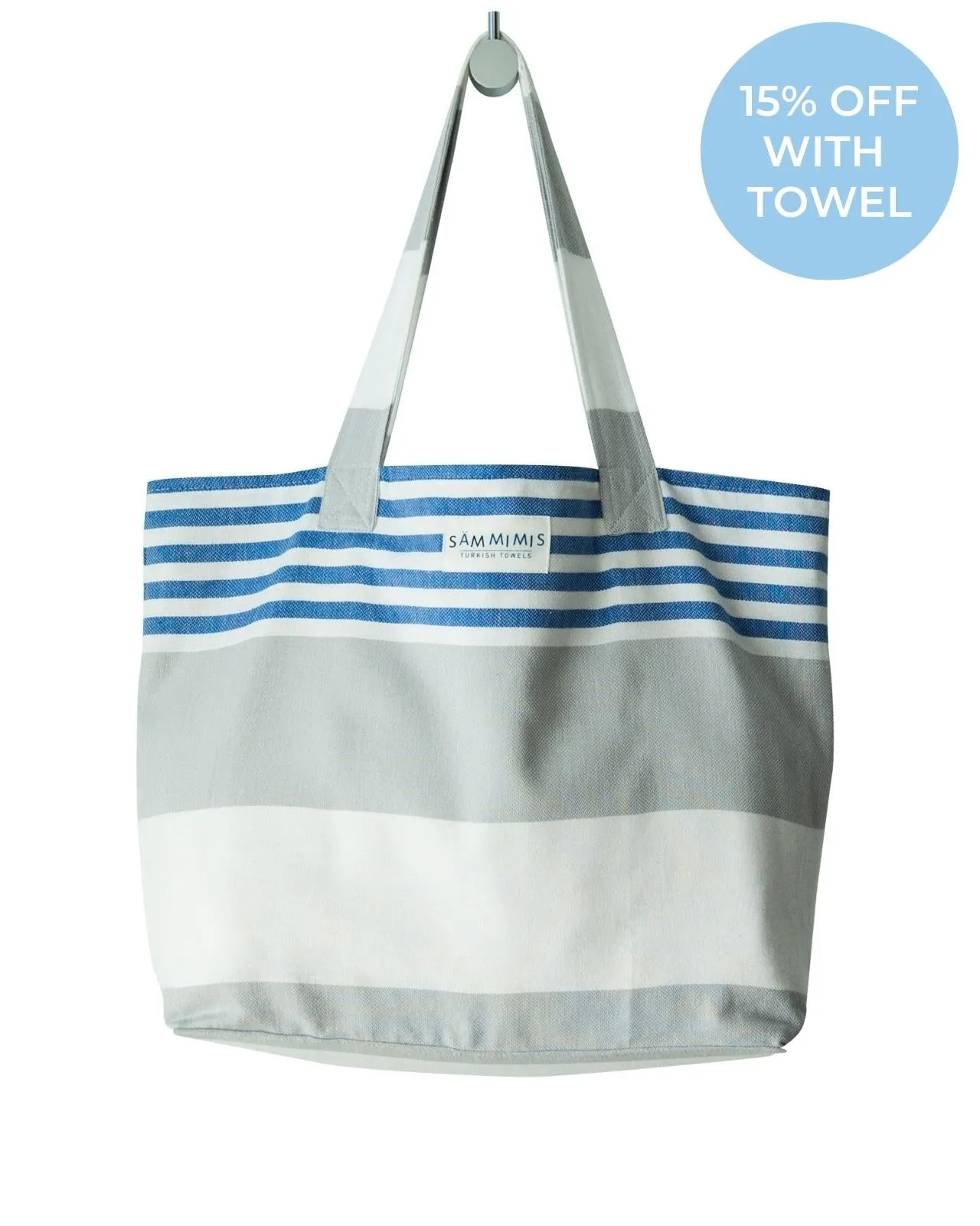 ST TROPEZ Beach Bag: Silver Grey/Royal Blue