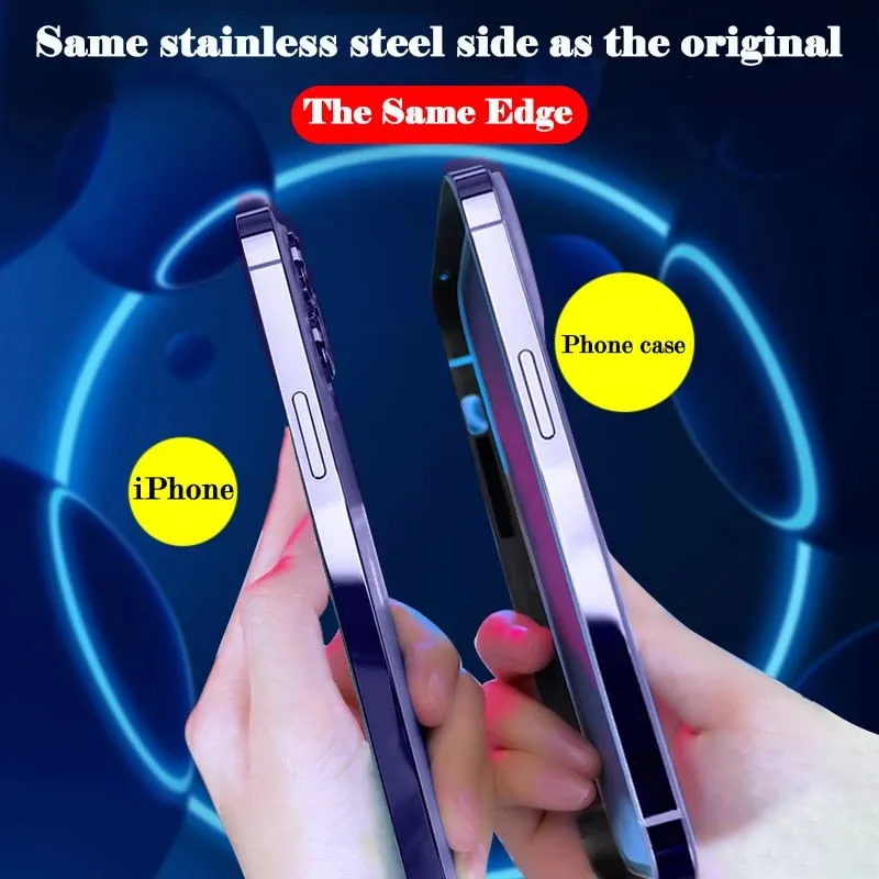 Stainless Steel Frame Frosting Metal Matte Phone Case For iPhone