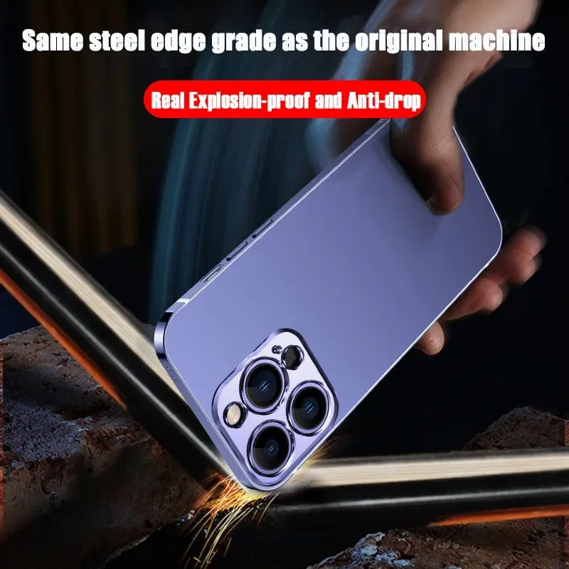 Stainless Steel Frame Frosting Metal Matte Phone Case For iPhone