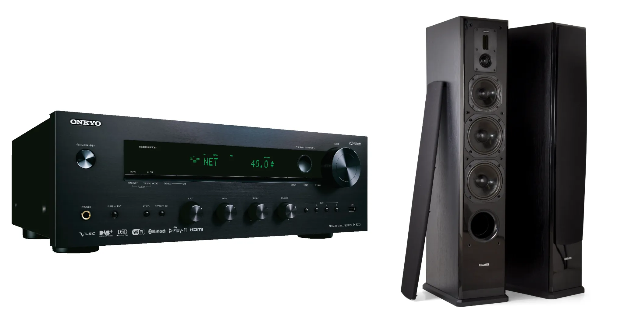 Stereo komplektas - stiprintuvas ONKYO TX-8270, su kolonėlėm Dynavoice DF-6